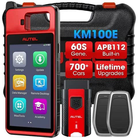 Autel KM100E handheld key programmer with two keys
