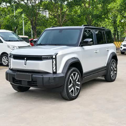 White boxy SUV parked outdoors