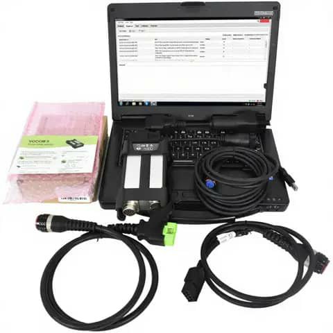 Diagnostic laptop kit with VOCOM II interface, cables and bag