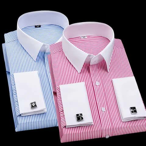 Two striped dress shirts with cufflinks