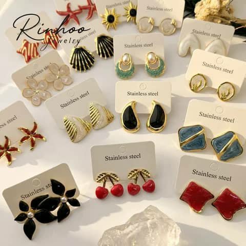 Assorted stainless steel earrings