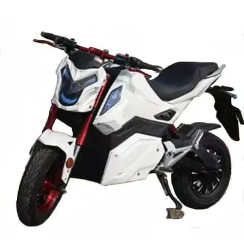White and red electric motorcycle, studio shot