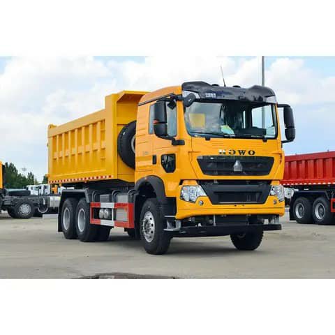 Yellow HOWO dump truck parked outdoors