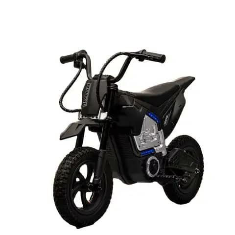Small black kids electric dirt bike, studio shot