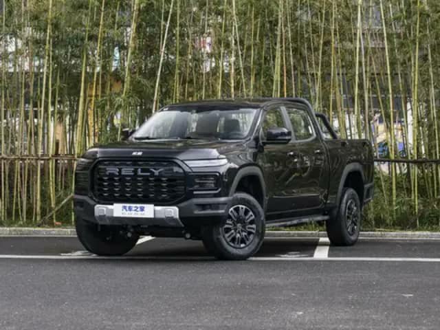 Black Rely pickup parked on a street